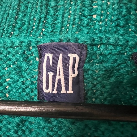 VTG Gap Wool Cable Knit Cardigan Emerald Green Small Hand Knit Cozy Grandpa - Picture 3 of 6